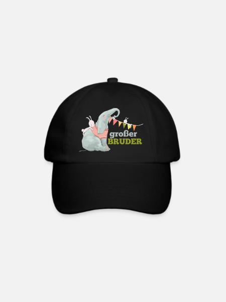 großer Bruder Elefant Hase - Baseballkappe - Schwarz/Schwarz