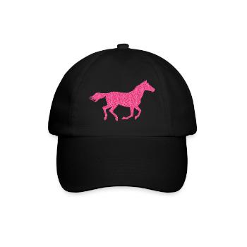 Glitzer Pferd - Baseballkappe - Schwarz/Schwarz - Vorne