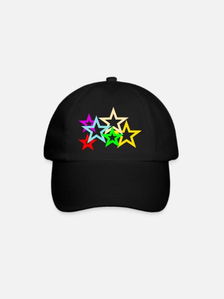 bunte Sterne - Baseballkappe - Schwarz/Schwarz