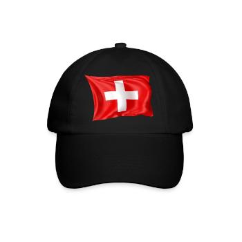 Schweiz Flagge Nationalfahne - Baseballkappe - Schwarz/Schwarz - Vorne