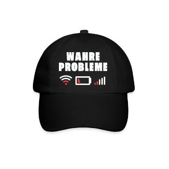 Wahre Probleme Internet WLAN Akku Empfang Geschenk - Baseballkappe - Schwarz/Schwarz - Vorne