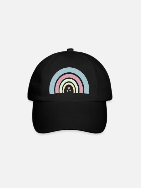 Bunte Bögen mit Herzen in Pastellfarben - Baseballkappe - Schwarz/Schwarz