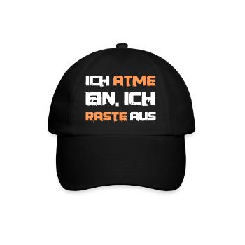 Lustiger Spruch Ich atme ein - Baseballkappe - Schwarz/Schwarz - Vorne