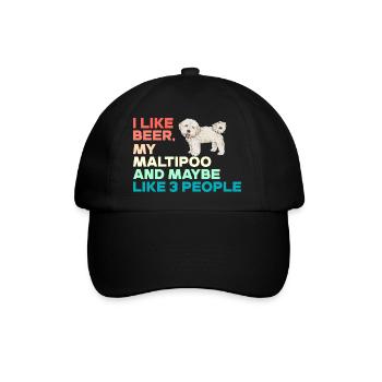 Maltipoo Hund - Baseballkappe - Schwarz/Schwarz - Vorne