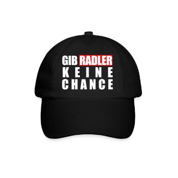 Gib Radler keine Chance - Baseballkappe - Schwarz/Schwarz - Vorne