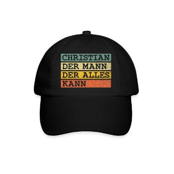 Der Mann Der Alles kann Christian - Baseballkappe - Schwarz/Schwarz - Vorne