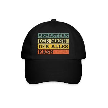 Der Mann Der Alles kann Sebastian - Baseballkappe - Schwarz/Schwarz - Vorne