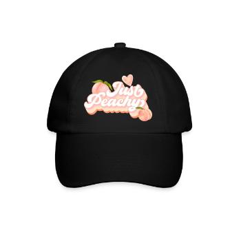 Sommer Pfirsich Design Herz Pfirsiche Fruchtig - Baseballkappe - Schwarz/Schwarz - Vorne