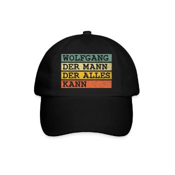Der Mann Der Alles kann Wolfgang - Baseballkappe - Schwarz/Schwarz - Vorne