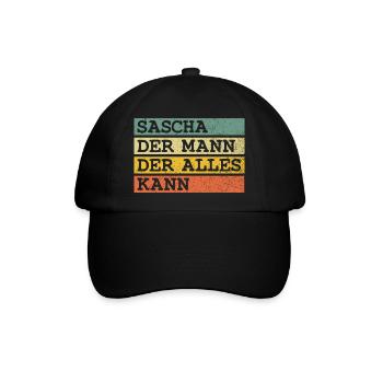 Der Mann Der Alles kann Sascha - Baseballkappe - Schwarz/Schwarz - Vorne