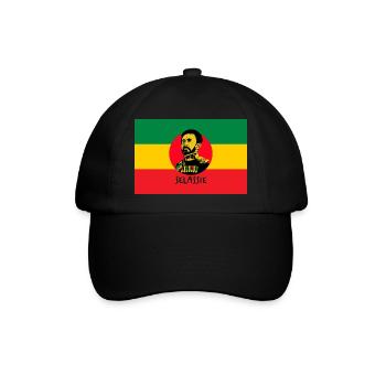 REGGAE FLAG - HAILE SELASSIE - JAH RASTAFARI - Baseballkappe - Schwarz/Schwarz - Vorne