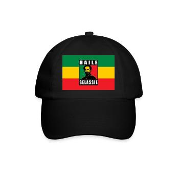 REGGAE RASTA FLAGGE - SELASSIE I - JAH RASTAFARI - Baseballkappe - Schwarz/Schwarz - Vorne