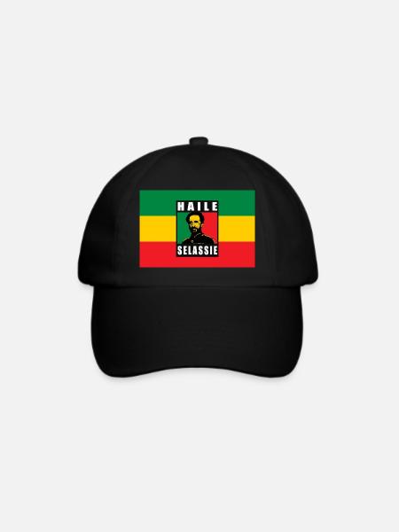 REGGAE RASTA FLAGGE - SELASSIE I - JAH RASTAFARI - Baseballkappe - Schwarz/Schwarz