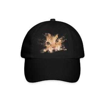 Orangene Katze mit Aquarellspritz - Baseballkappe - Schwarz/Schwarz - Vorne