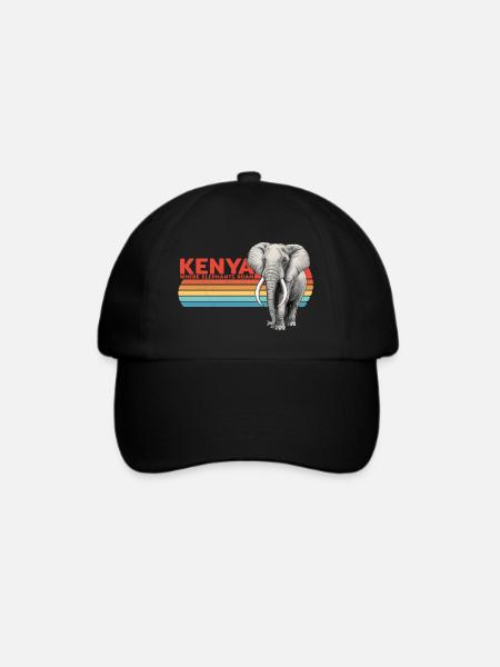 Elefant Kenia - Baseballkappe - Schwarz/Schwarz