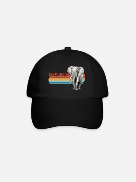 Elefant Südafrika - Baseballkappe - Schwarz/Schwarz