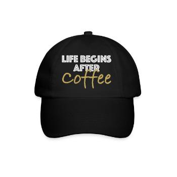 Das Leben beginnt nach dem Kaffee | Espresso - Baseballkappe - Schwarz/Schwarz - Vorne