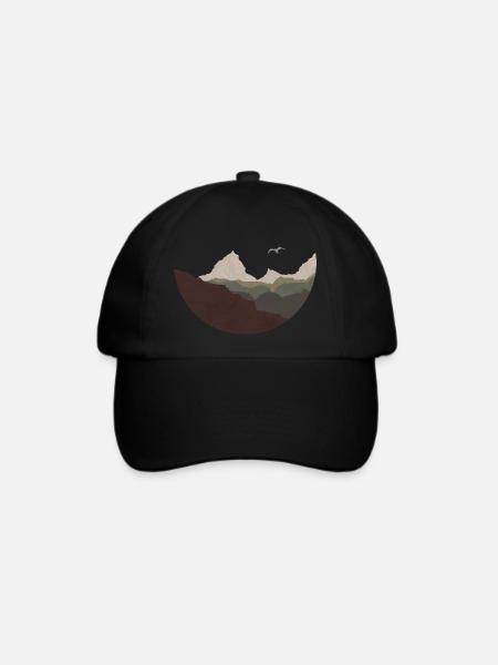 Berge - Baseballkappe - Schwarz/Schwarz