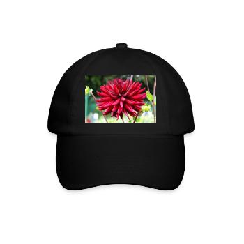 Dahlie rot Blüte ,Blume - Baseballkappe - Schwarz/Schwarz - Vorne