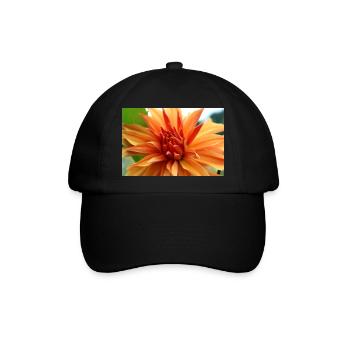Dahlie orangen lachsfarben Blüte ,Blume - Baseballkappe - Schwarz/Schwarz - Vorne