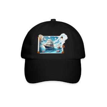 Nautische Segelreise - Baseballkappe - Schwarz/Schwarz - Vorne