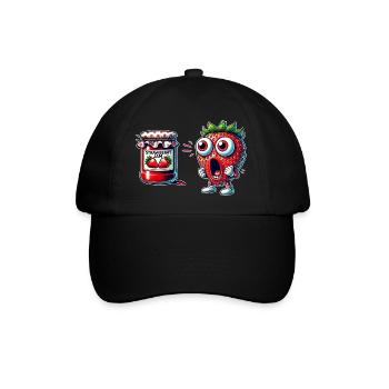 Lustiges Erdbeere Marmeladen Design - Baseballkappe - Schwarz/Schwarz - Vorne