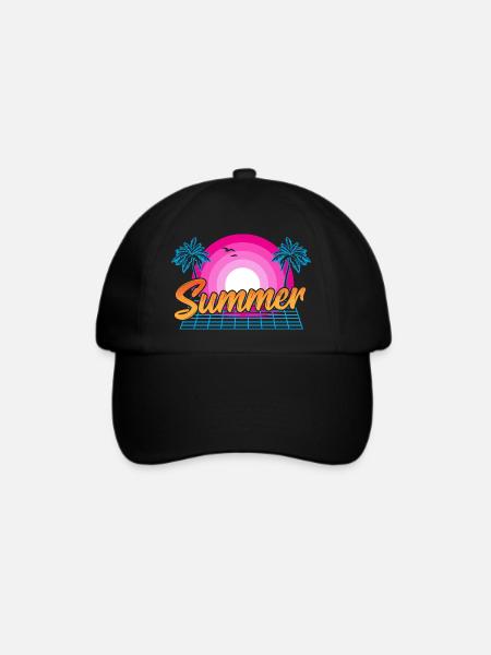 Strand Warmes Wetter 80er/90er Sommer Sonne - Baseballkappe - Schwarz/Schwarz