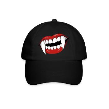 Vampirlippen Popart Halloween Party - Baseballkappe - Schwarz/Schwarz - Vorne