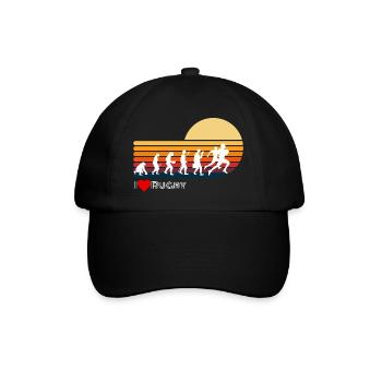 Rugby Retro Evolution Sonnenuntergang - Baseballkappe - Schwarz/Schwarz - Vorne
