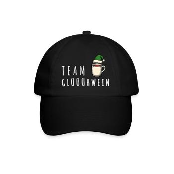 Team Glühwein – Adventmarkt Punsch Weihnachten - Baseballkappe - Schwarz/Schwarz - Vorne