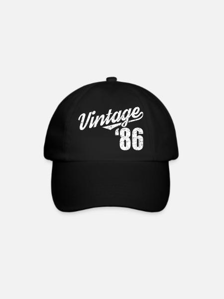 Vintage 86 Script Retro Design - Baseballkappe - Schwarz/Schwarz