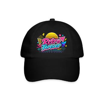 Retro Forever Neon 80er Vibe - Baseballkappe - Schwarz/Schwarz - Vorne