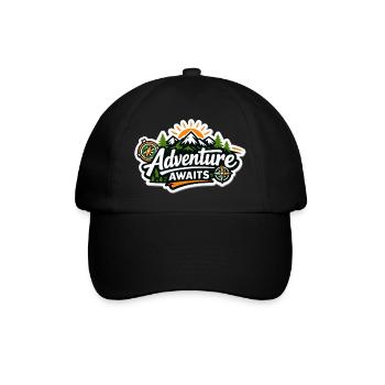Abenteuer wartet – Bergwald Kompass - Baseballkappe - Schwarz/Schwarz - Vorne