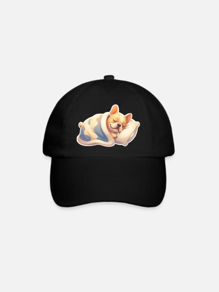 Französische Bulldogge Schlafen - Baseballkappe - Schwarz/Schwarz
