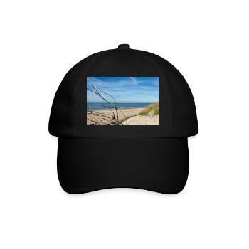 Dänische Nordsee-Idylle: Strand von Søndervig - Baseballkappe - Schwarz/Schwarz - Vorne