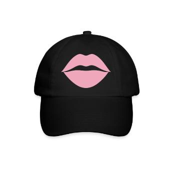 Rosa Lippen - Baseballkappe - Schwarz/Schwarz - Vorne