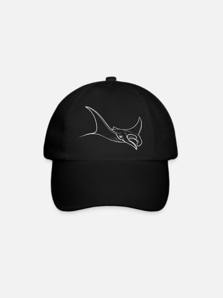 Mantarochen Linienzeichnung - Baseballkappe - Schwarz/Schwarz