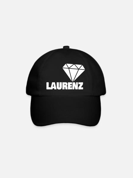 Geschenk für Laurenz - Baseballkappe - Schwarz/Schwarz