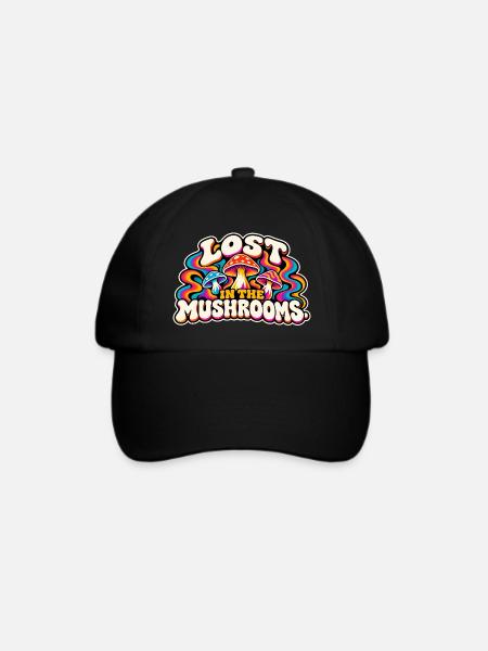 Lost in the Mushrooms - Baseballkappe - Schwarz/Schwarz