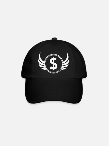 Flügel-Dollar Symbol - Baseballkappe - Schwarz/Schwarz