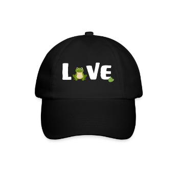 Frösche "frog love" Froschprinz - Baseballkappe - Schwarz/Schwarz - Vorne