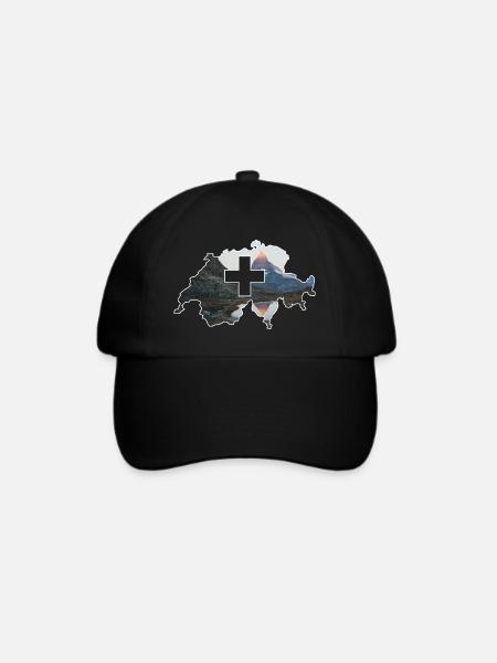 Schweiz - Baseballkappe - Schwarz/Schwarz