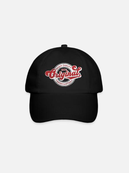 Original Denim Qualität Retro Vintage Rot Weiß - Baseballkappe - Schwarz/Schwarz