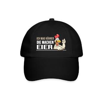 hühner hühnerleben "huhn macht eier" - Baseballkappe - Schwarz/Schwarz - Vorne