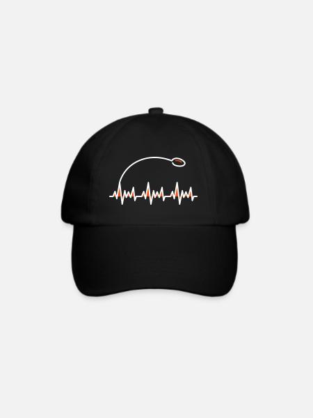 Herzschlag American Football im Hailmary Design - Baseballkappe - Schwarz/Schwarz