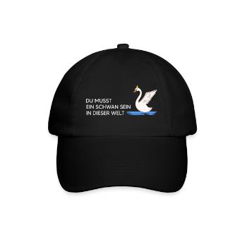 Schwan "Schwan sein" Naturmotto Vogelfrei Schwäne - Baseballkappe - Schwarz/Schwarz - Vorne