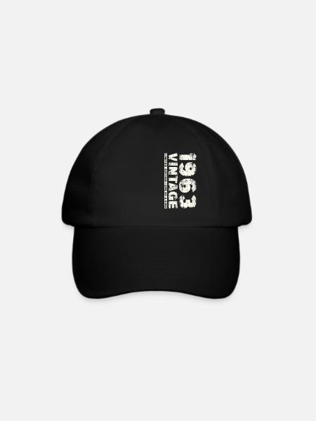 1963 Jahrgang geboren Vintage Geburtstag Geschenk - Baseballkappe - Schwarz/Schwarz