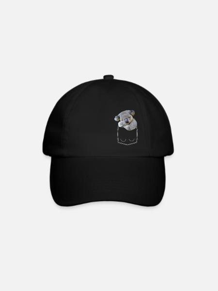 Koala Bär in Brusttasche Hemdtasche - Baseballkappe - Schwarz/Schwarz