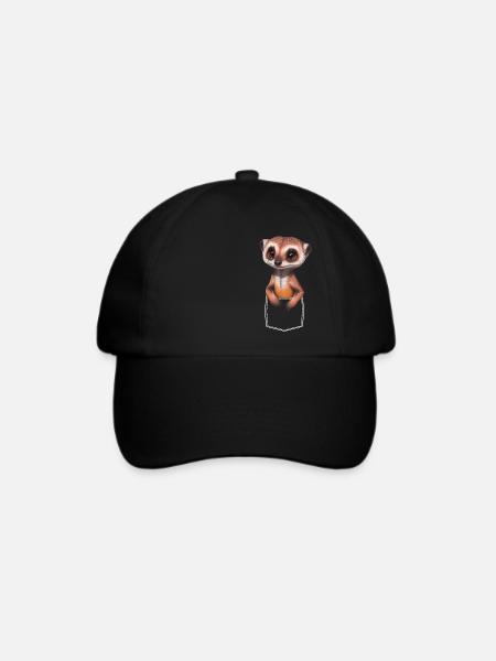 Süßes Erdmännchen Meerkat in Brusttasche Pocket - Baseballkappe - Schwarz/Schwarz