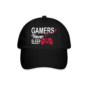 Gamers Never Sleep - Baseballkappe - Schwarz/Schwarz - Vorne
